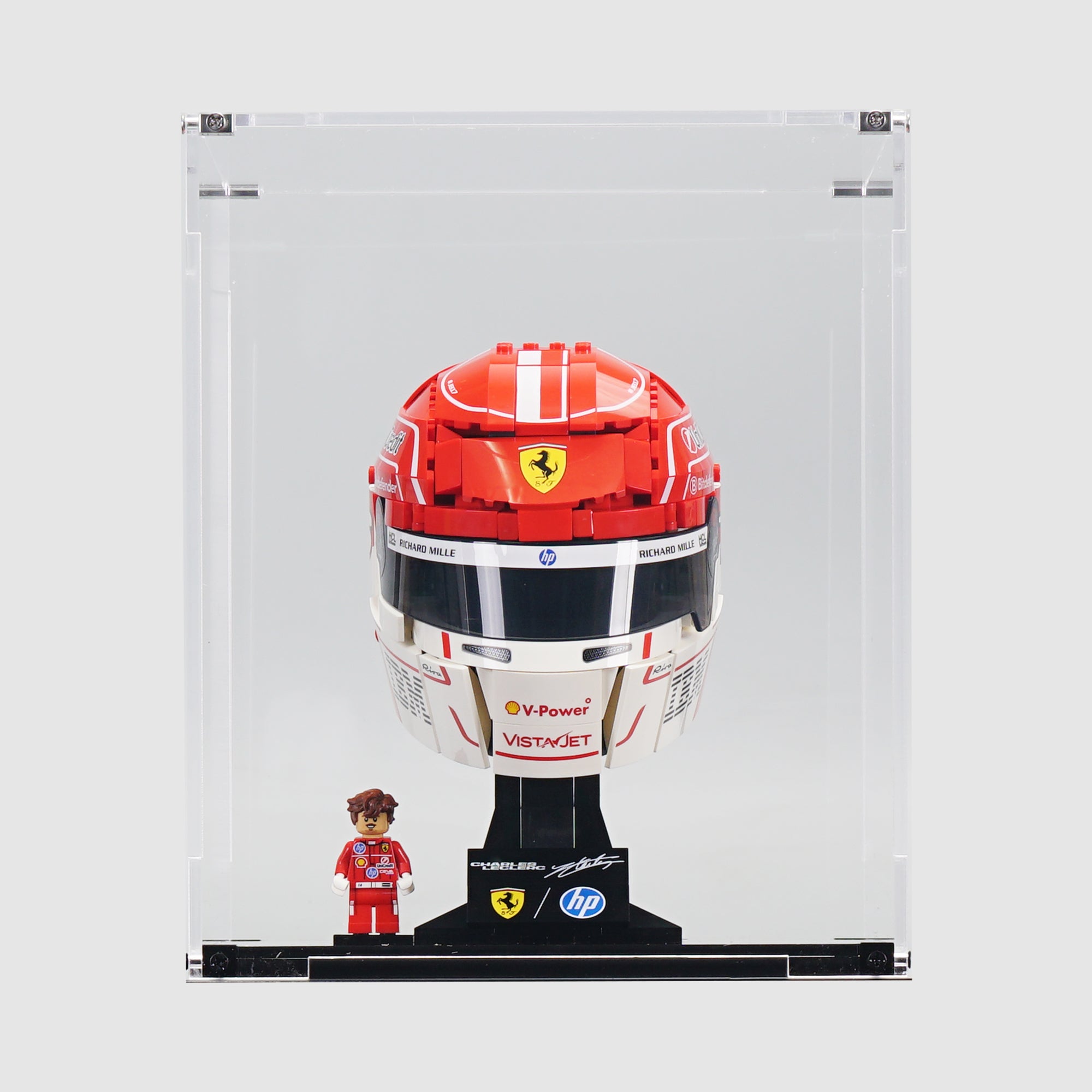 43014 Scuderia Ferrari HP Charles Leclerc Helmet | Acrylic LEGO Display Case | ONBRICK