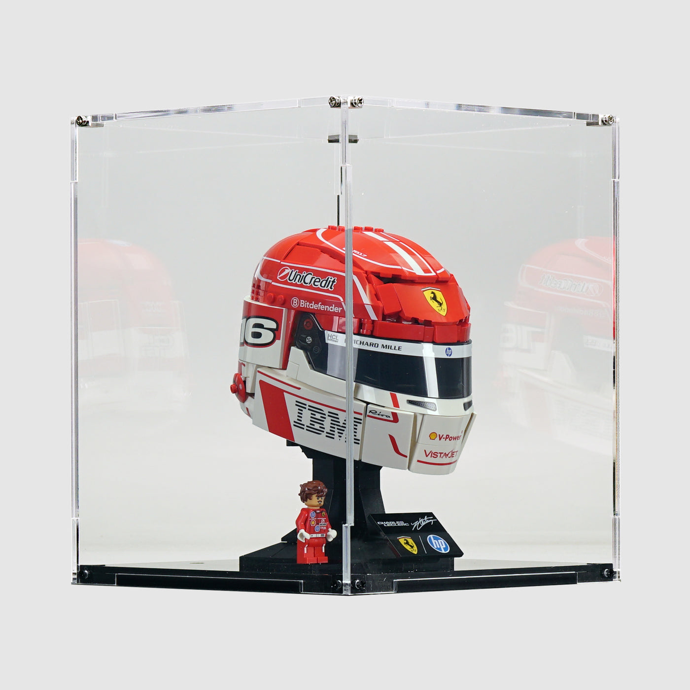 43014 Scuderia Ferrari HP Charles Leclerc Helmet | Acrylic LEGO Display Case | ONBRICK