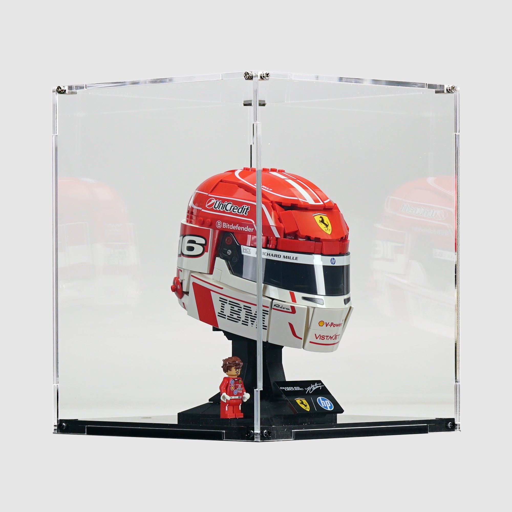 43014 Scuderia Ferrari HP Charles Leclerc Helmet | Acrylic LEGO Display Case | ONBRICK