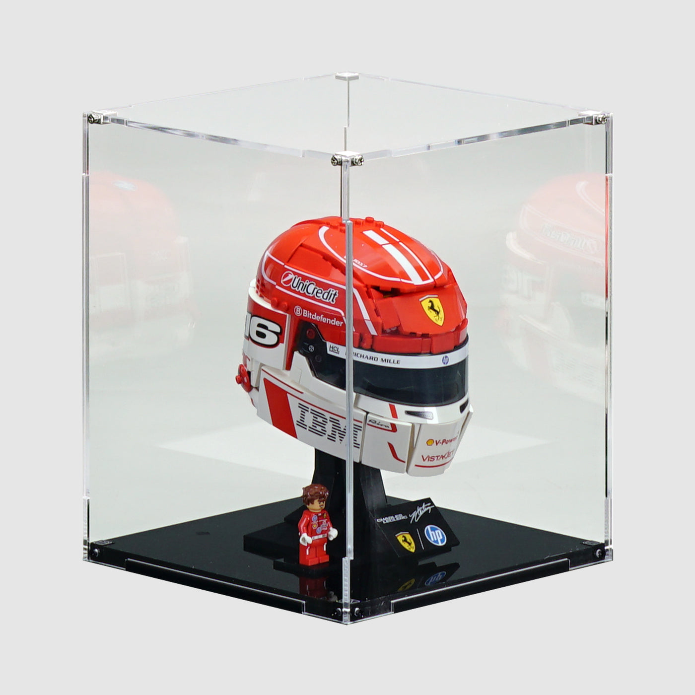 43014 Scuderia Ferrari HP Charles Leclerc Helmet | Acrylic LEGO Display Case | ONBRICK