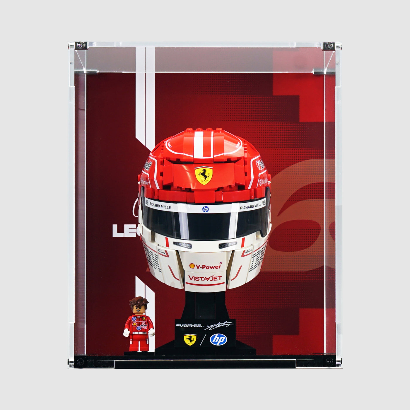 43014 Scuderia Ferrari HP Charles Leclerc Helmet | Acrylic LEGO Display Case | ONBRICK