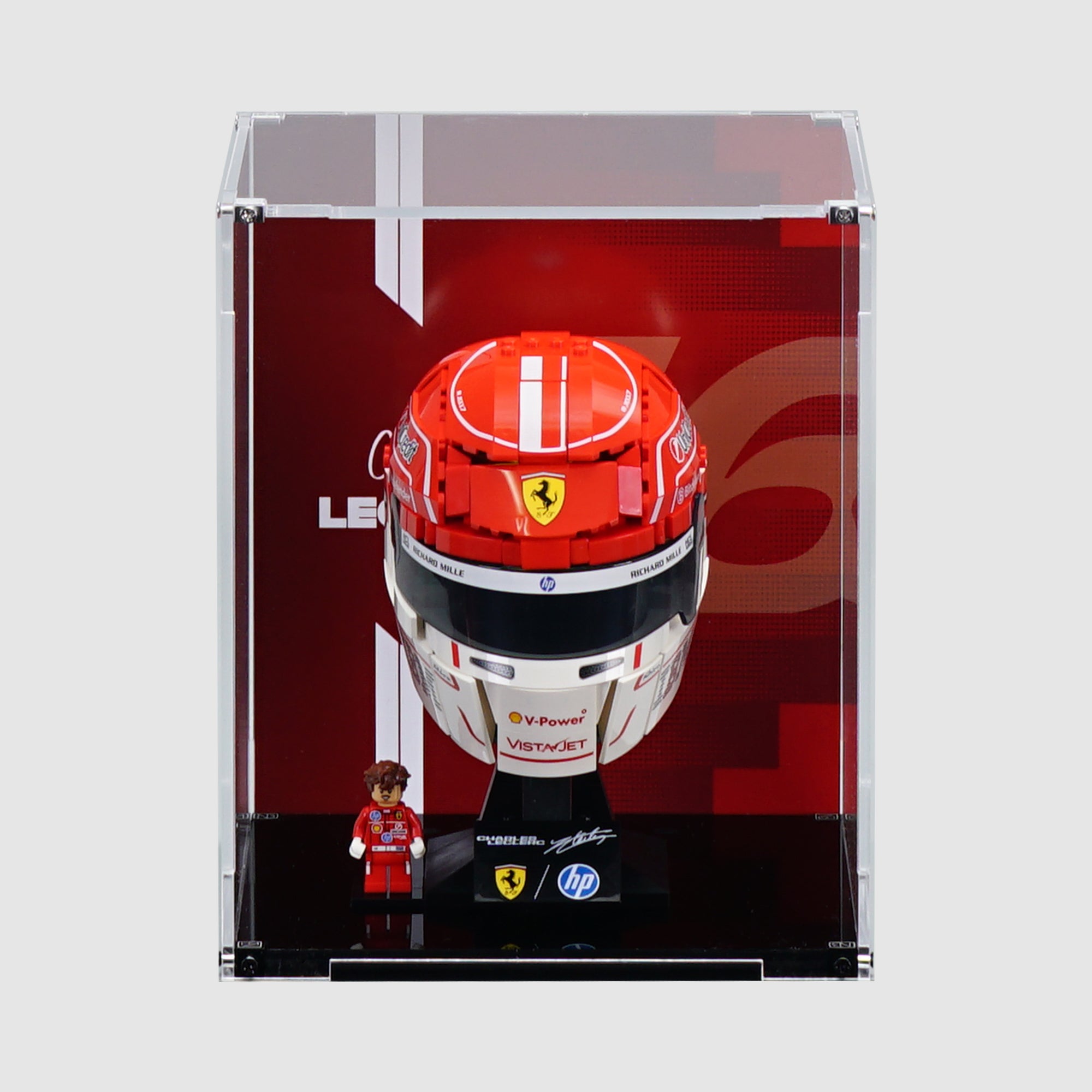 43014 Scuderia Ferrari HP Charles Leclerc Helmet | Acrylic LEGO Display Case | ONBRICK