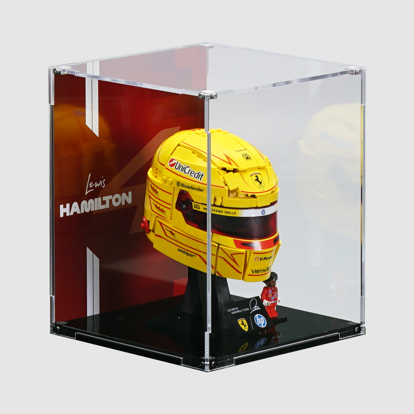 43022 Scuderia Ferrari HP Lewis Hamilton Helmet | Acrylic LEGO Display Case | ONBRICK