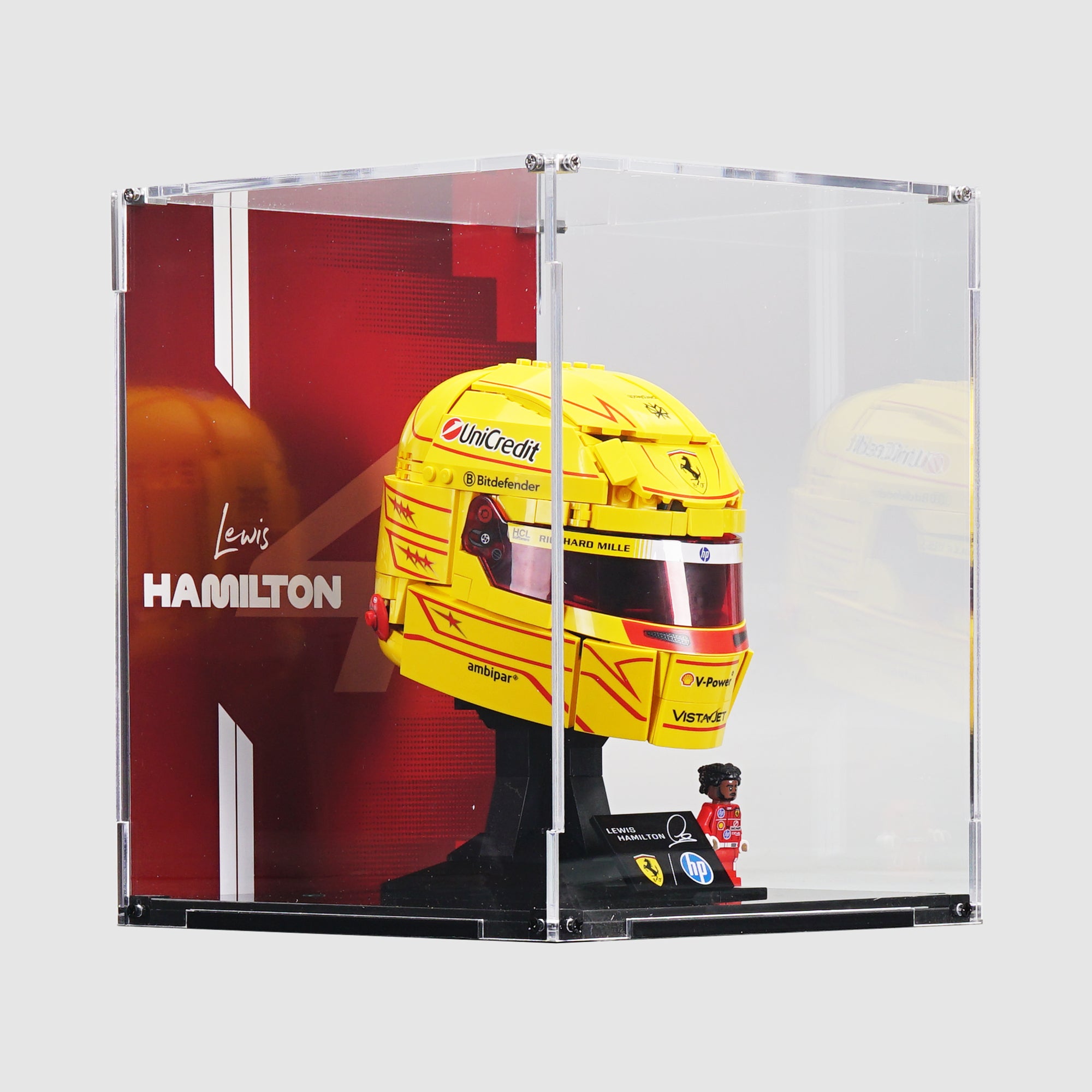 43022 Scuderia Ferrari HP Lewis Hamilton Helmet | Acrylic LEGO Display Case | ONBRICK