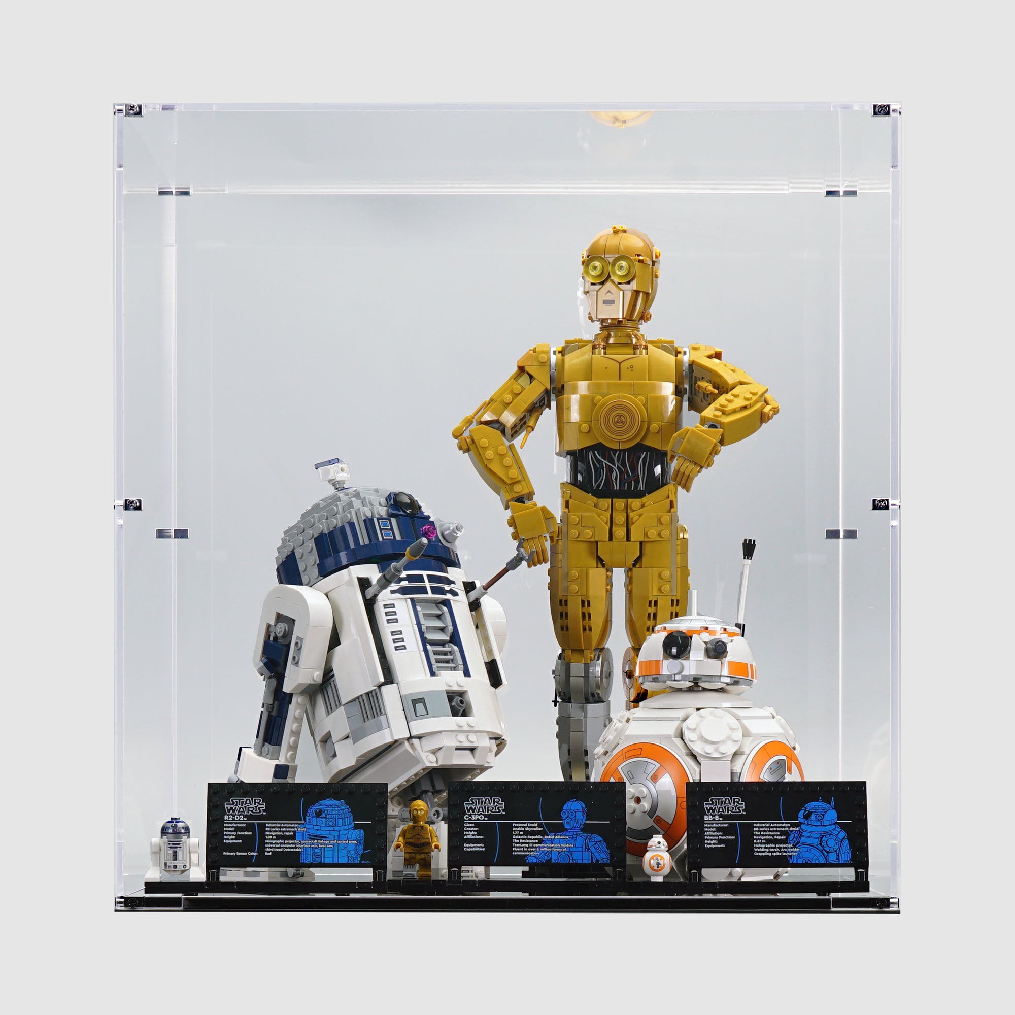 75452 BB-8™ & 75379 R2-D2™ & 75398 C-3PO™ | Acrylic LEGO Display Case | ONBRICK
