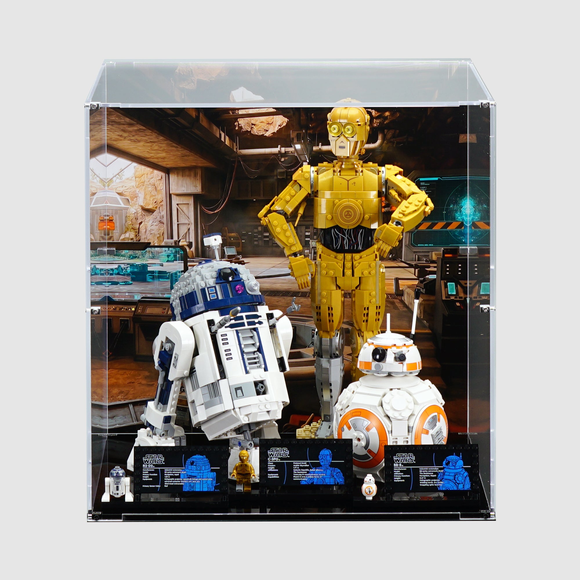 75452 BB-8™ & 75379 R2-D2™ & 75398 C-3PO™ | Acrylic LEGO Display Case | ONBRICK